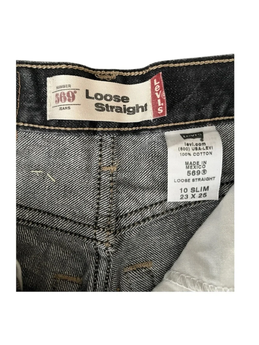 Levi's Boys 569 Loose Straight Black Jeans 23x25/10 Slim